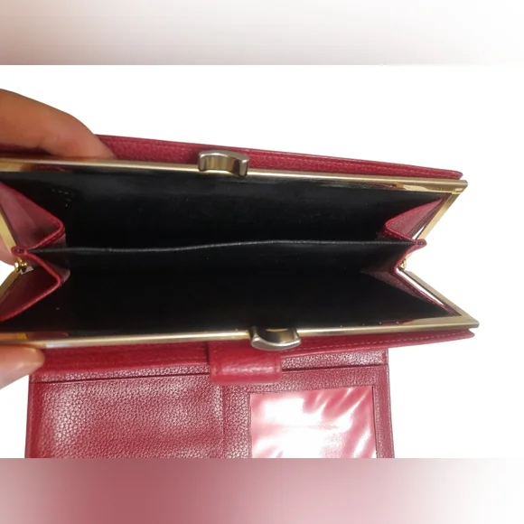 Longchamp Vintage Red Leather Kisslock Wallet - Picture 6 of 15
